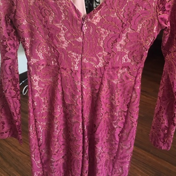 💋 bebe pink fuschia lace long sleeve dress M New RARE💋 - Picture 6 of 7